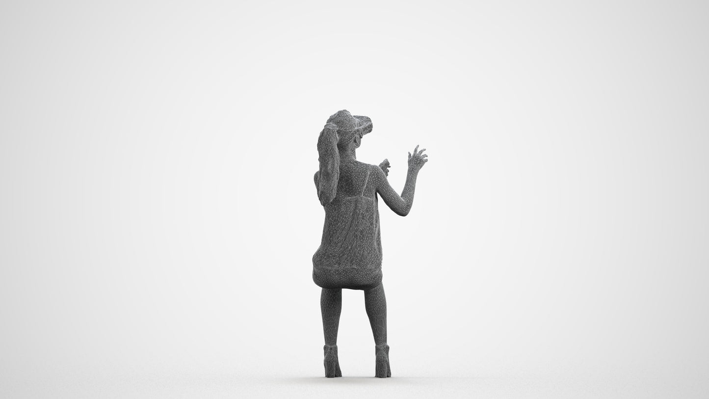 3D human model girl casual sitting, photogrammetry scanned person for archviz, wireframe front view