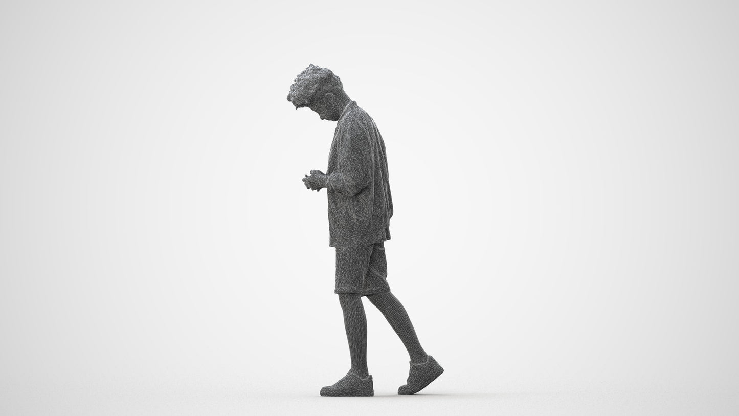 3D human model boy casual kids, photogrammetry scanned person for archviz, square thumbnail