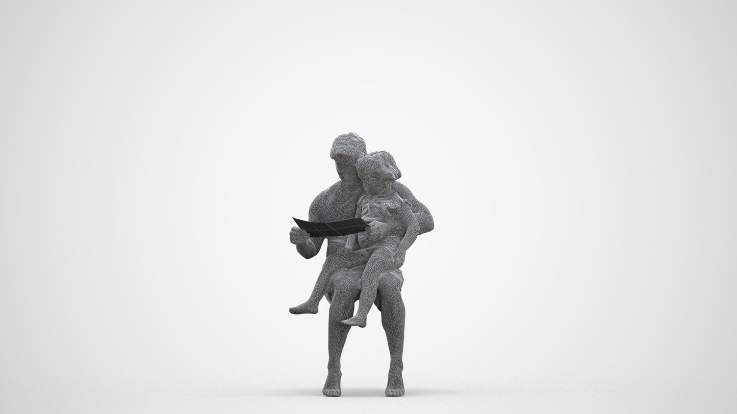 realistic 3D people woman casual kids, render-ready for V-Ray and Corona, FBX OBJ, three-quarter front view render