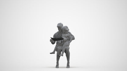 realistic 3D people woman casual kids, render-ready for V-Ray and Corona, FBX OBJ, three-quarter front view render