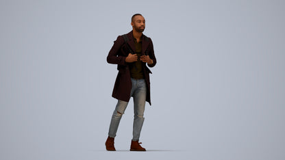3D people model man casual walking, scanned human for 3ds Max rendering, top-down view render