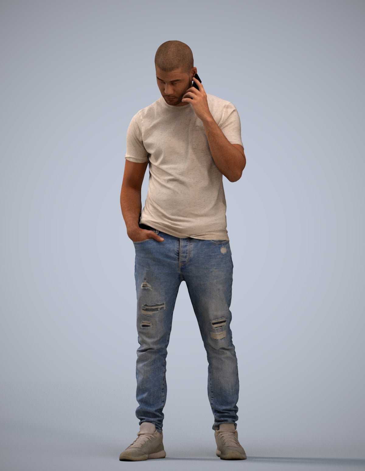 realistic 3D people man casual standing, render-ready for V-Ray and Corona, FBX OBJ