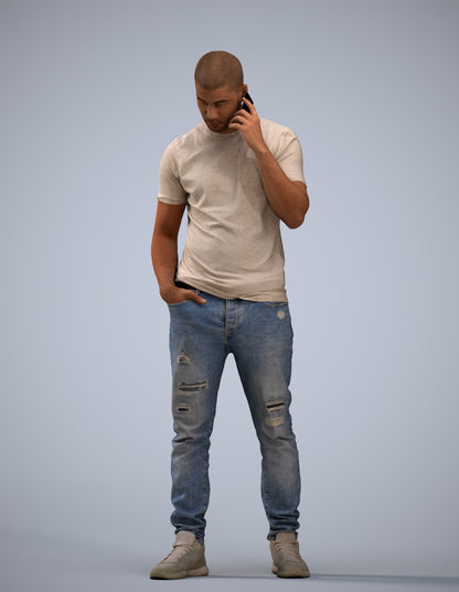 realistic 3D people man casual standing, render-ready for V-Ray and Corona, FBX OBJ