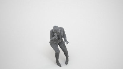 3D human model woman business, photogrammetry scanned person for archviz, wireframe three-quarter view