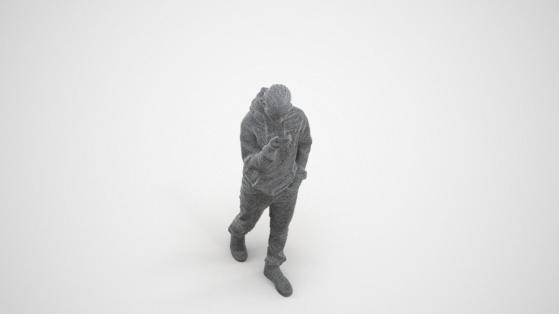 3D people model boy casual kids, scanned human for 3ds Max rendering, wireframe three-quarter view