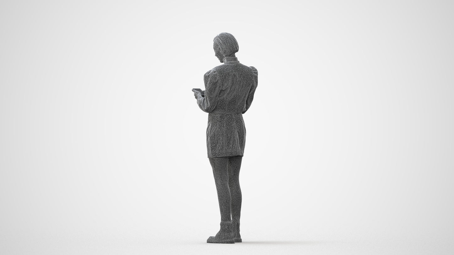 photogrammetry 3D woman casual standing, realistic human model archviz FBX, square thumbnail