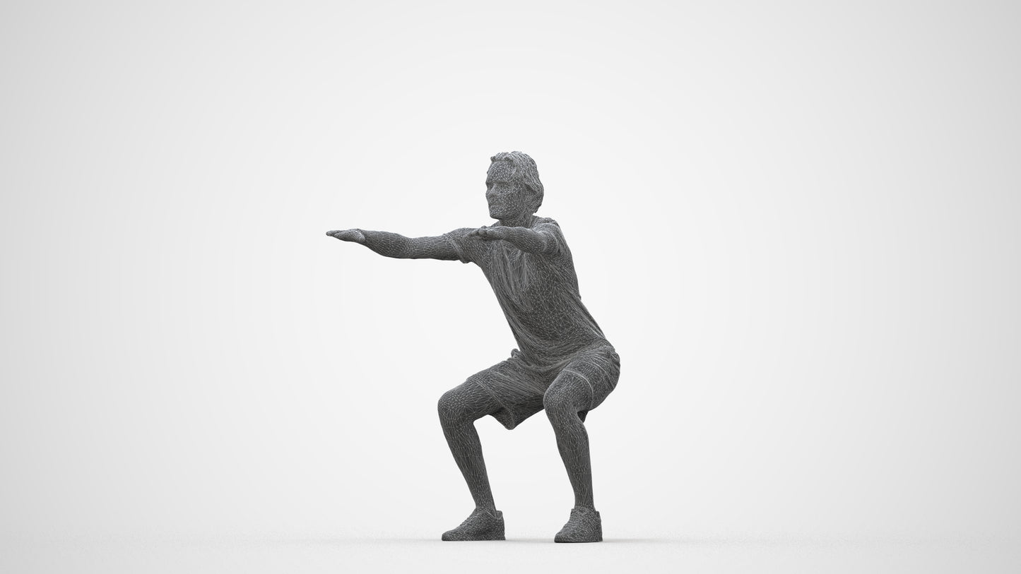 3D people model man casual sport, scanned human for 3ds Max rendering, wireframe back view