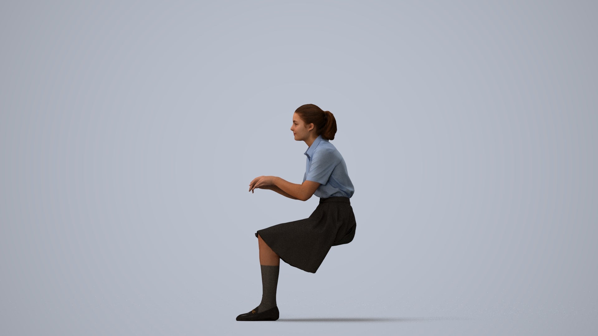 3D people model girl kids, scanned human for 3ds Max rendering, three-quarter view render