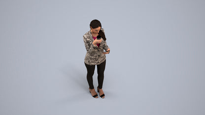 3D people model woman business standing, scanned human for 3ds Max rendering, back view render