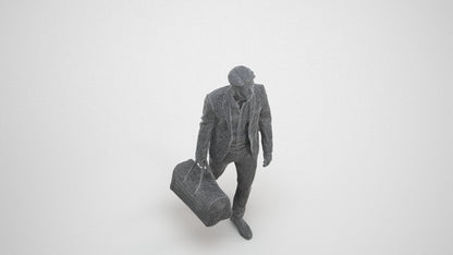 3D people model man business, scanned human for 3ds Max rendering, wireframe three-quarter view