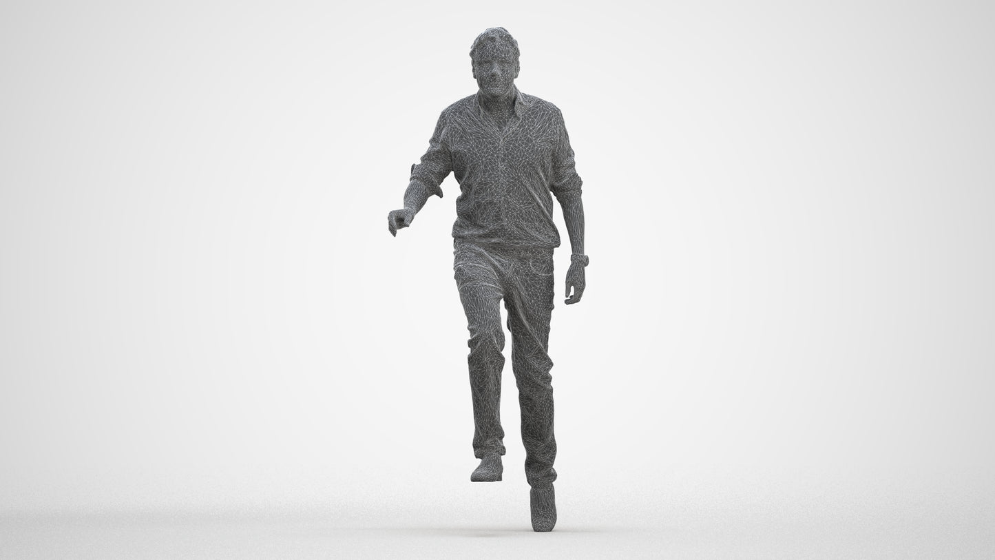 realistic 3D human man casual standing, archviz people FBX OBJ for Blender, three-quarter front view render
