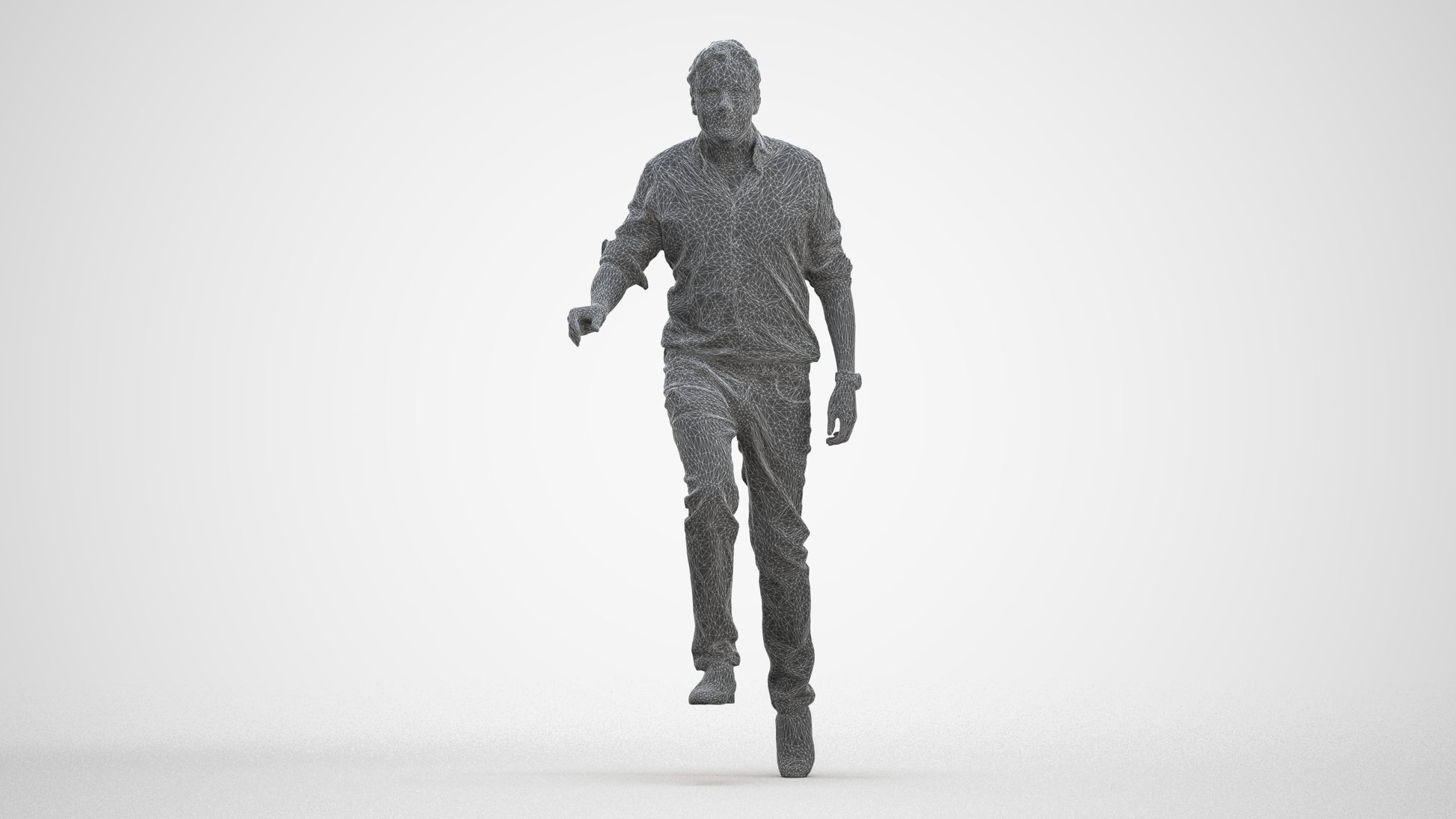 realistic 3D human man casual standing, archviz people FBX OBJ for Blender, three-quarter front view render