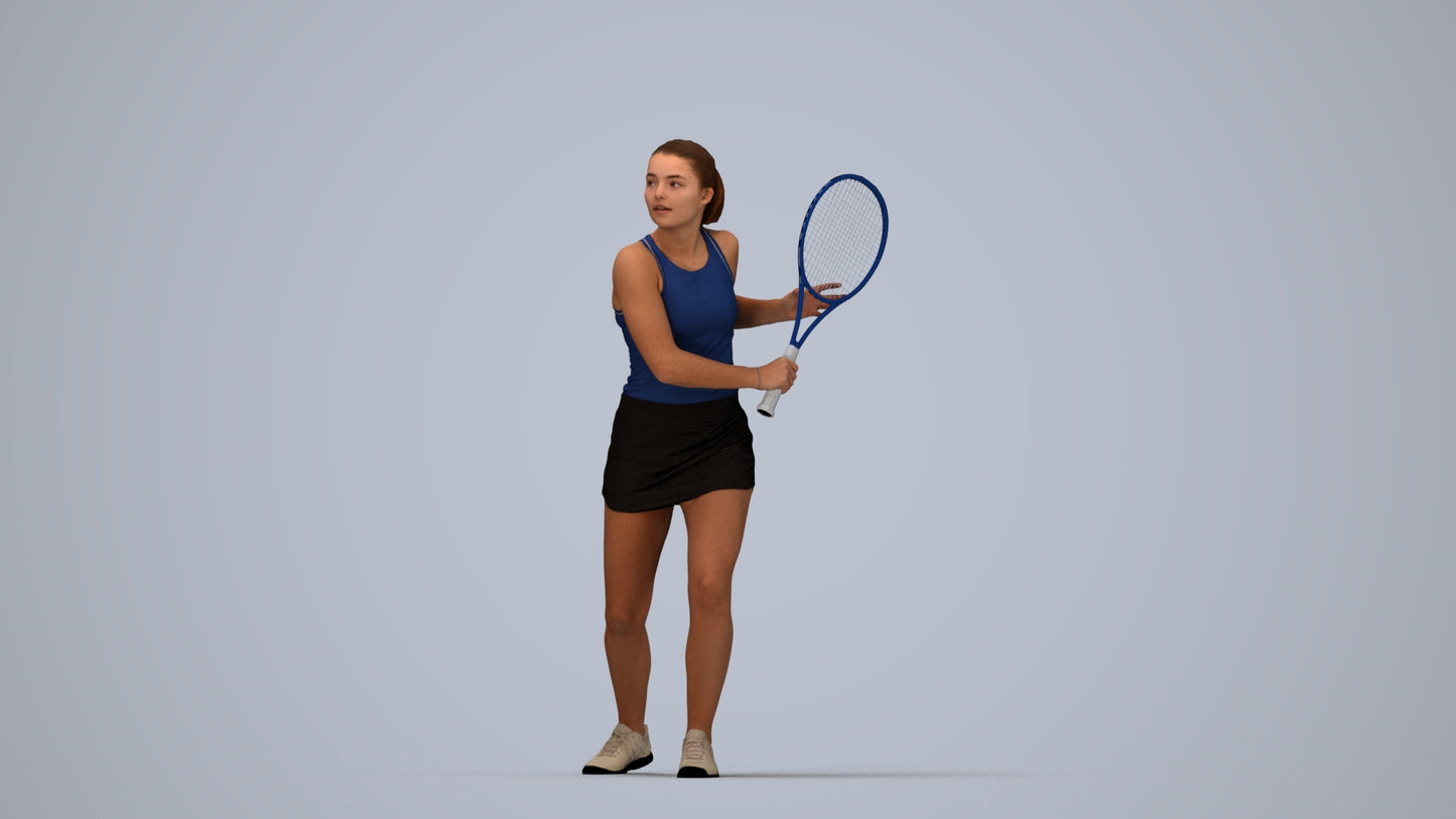 realistic 3D girl sport, scanned archviz people for Blender and 3ds Max, top-down view render