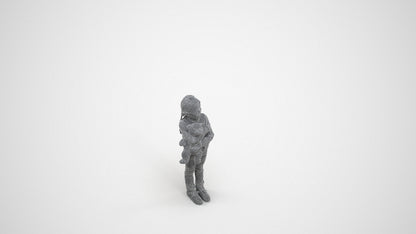 realistic 3D human girl casual standing, archviz people FBX OBJ for Blender, wireframe three-quarter view