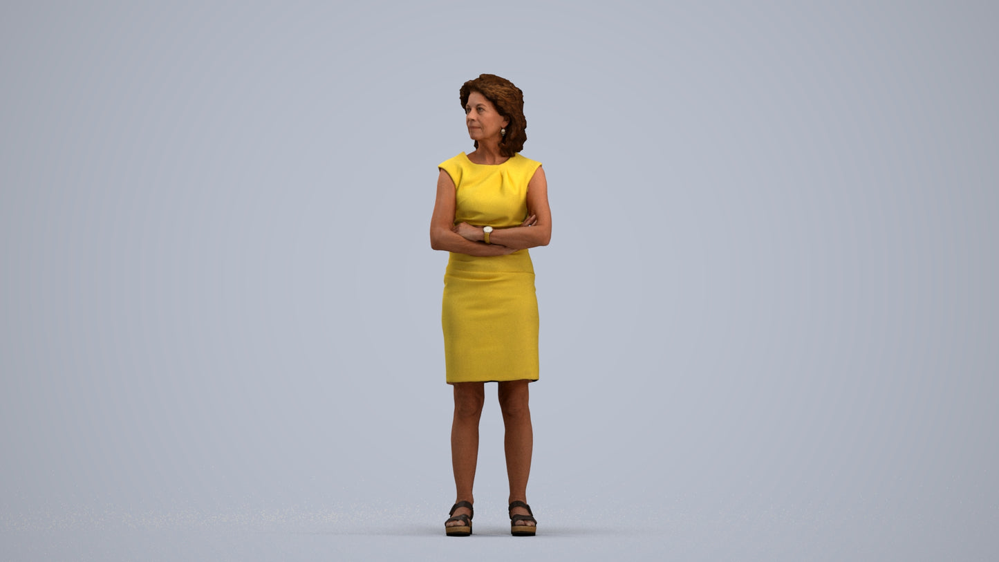 scanned 3D woman business standing, photogrammetry people for Enscape and V-Ray, standing pose render