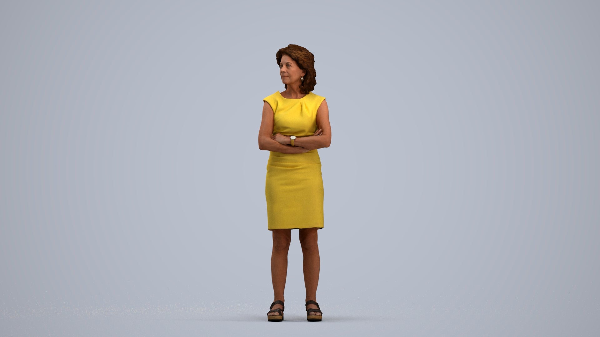 scanned 3D woman business standing, photogrammetry people for Enscape and V-Ray, standing pose render