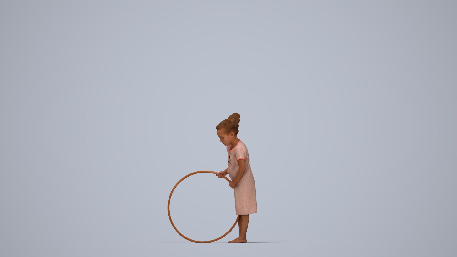 realistic 3D girl casual kids, scanned archviz people for Blender and 3ds Max, top-down view render