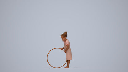 realistic 3D girl casual kids, scanned archviz people for Blender and 3ds Max, top-down view render