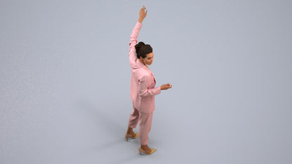 3D human model woman business, photogrammetry scanned person for archviz, back view render