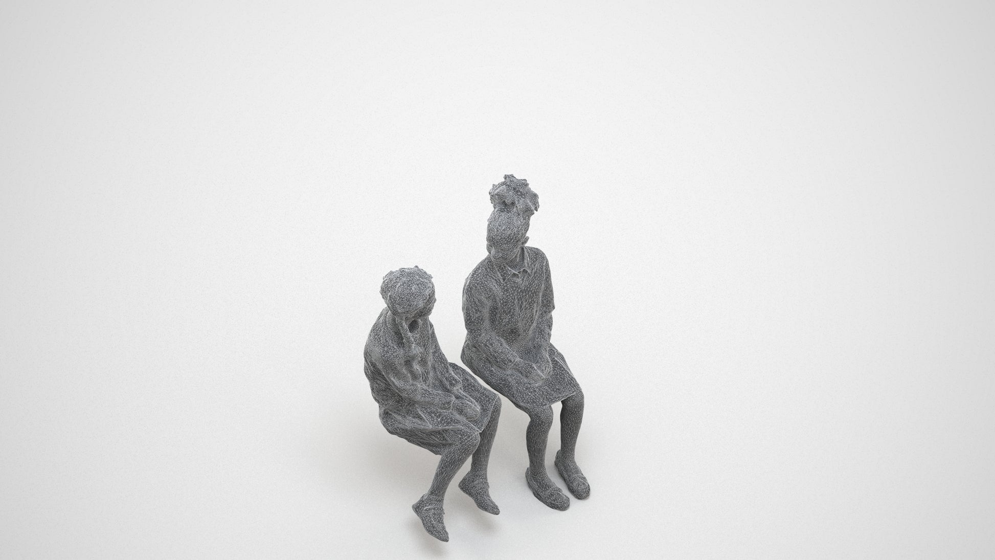 photogrammetry 3D girl kids, realistic human model archviz FBX, wireframe three-quarter view