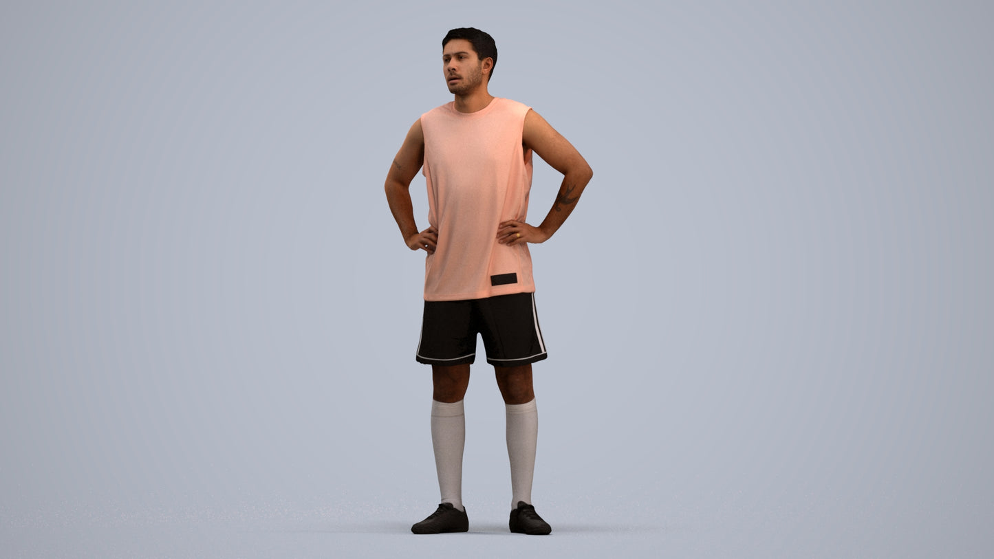 realistic 3D human man sport, archviz people FBX OBJ for Blender, standing pose render
