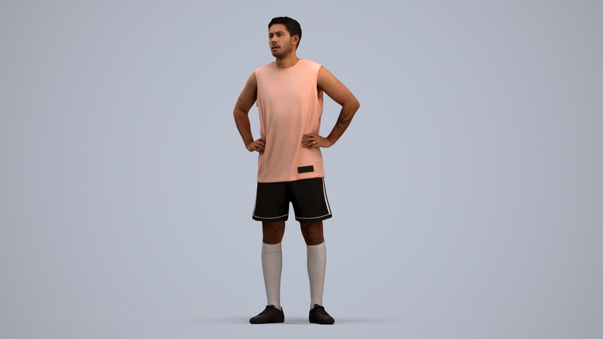 realistic 3D human man sport, archviz people FBX OBJ for Blender, standing pose render