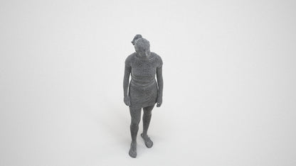 3D people model woman casual standing, scanned human for 3ds Max rendering, wireframe three-quarter view