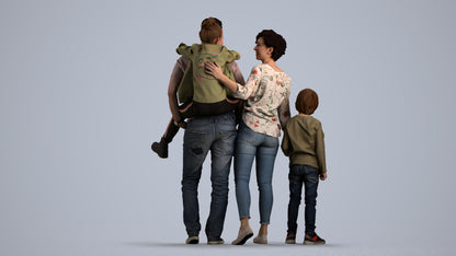 3D people model girl casual kids, scanned human for 3ds Max rendering, front view render
