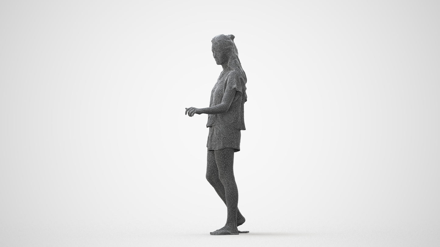photogrammetry 3D woman casual door, realistic human model archviz FBX, square thumbnail