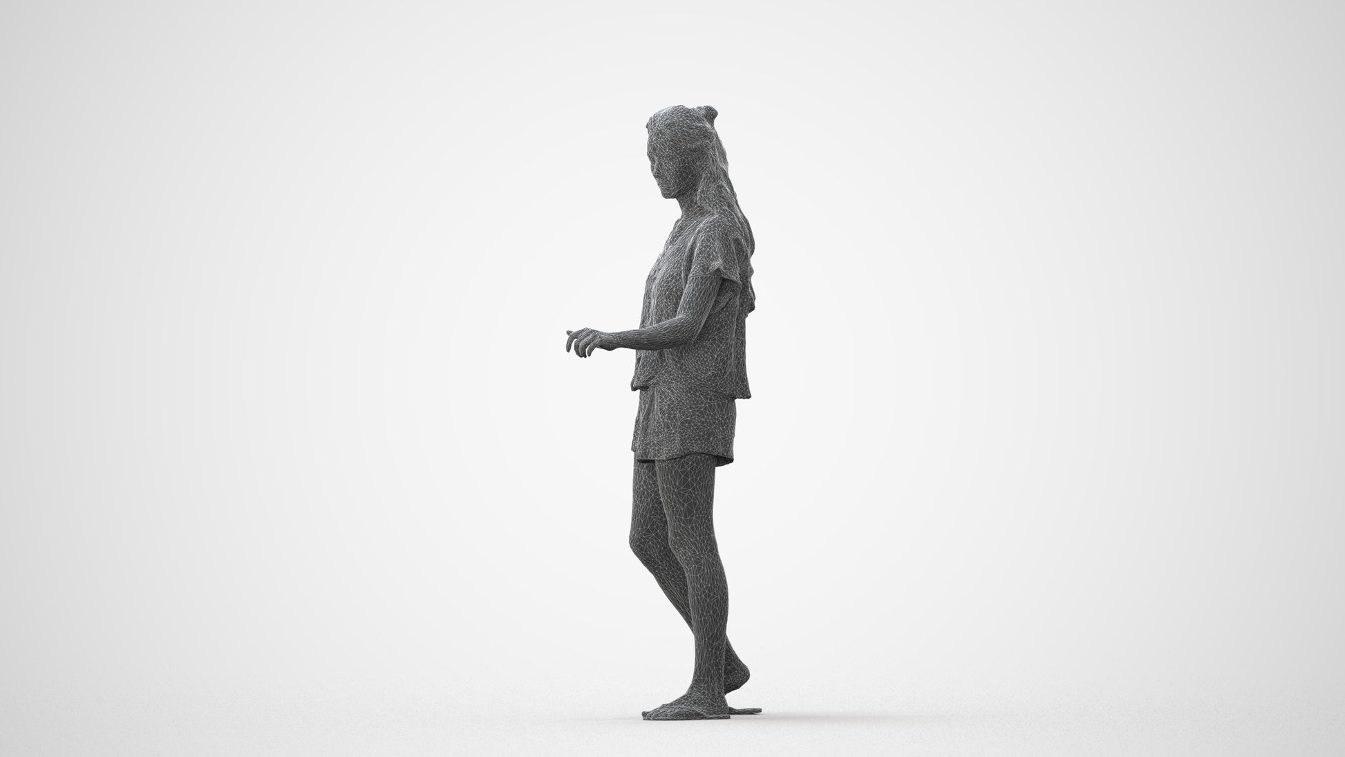 photogrammetry 3D woman casual door, realistic human model archviz FBX, square thumbnail