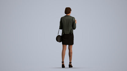 realistic 3D people woman casual standing, render-ready for V-Ray and Corona, FBX OBJ, front view render