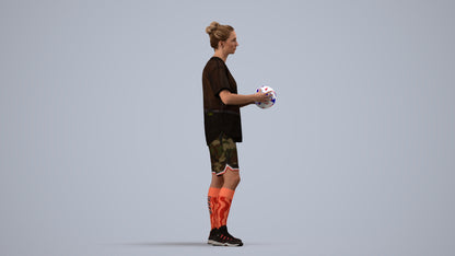 3D people model woman sport, scanned human for 3ds Max rendering, side view render