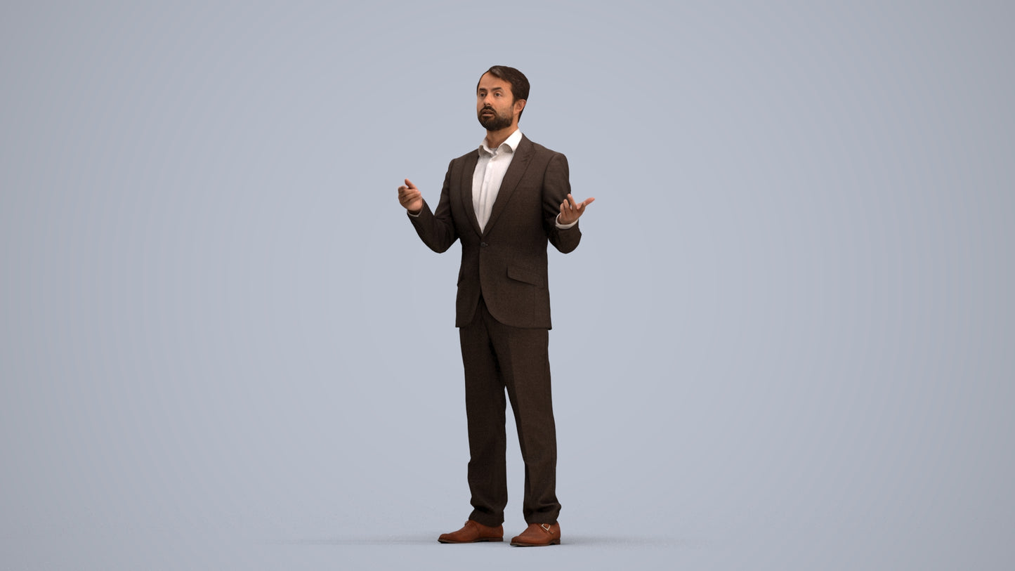 realistic 3D man business, scanned archviz people for Blender and 3ds Max, standing pose render