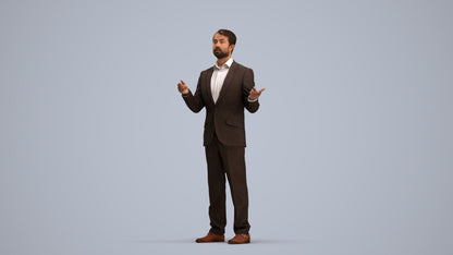 realistic 3D man business, scanned archviz people for Blender and 3ds Max, standing pose render