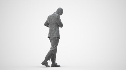 realistic 3D human man business walking, archviz people FBX OBJ for Blender, wireframe side view