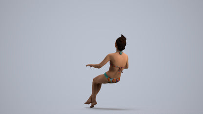 realistic 3D woman pool, scanned archviz people for Blender and 3ds Max, front view render