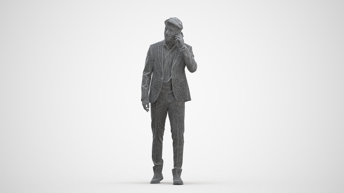 3D people model man business, scanned human for 3ds Max rendering, three-quarter front view render