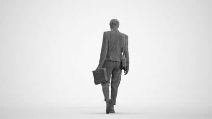 scanned 3D woman business walking, photogrammetry people for Enscape and V-Ray, wireframe front view