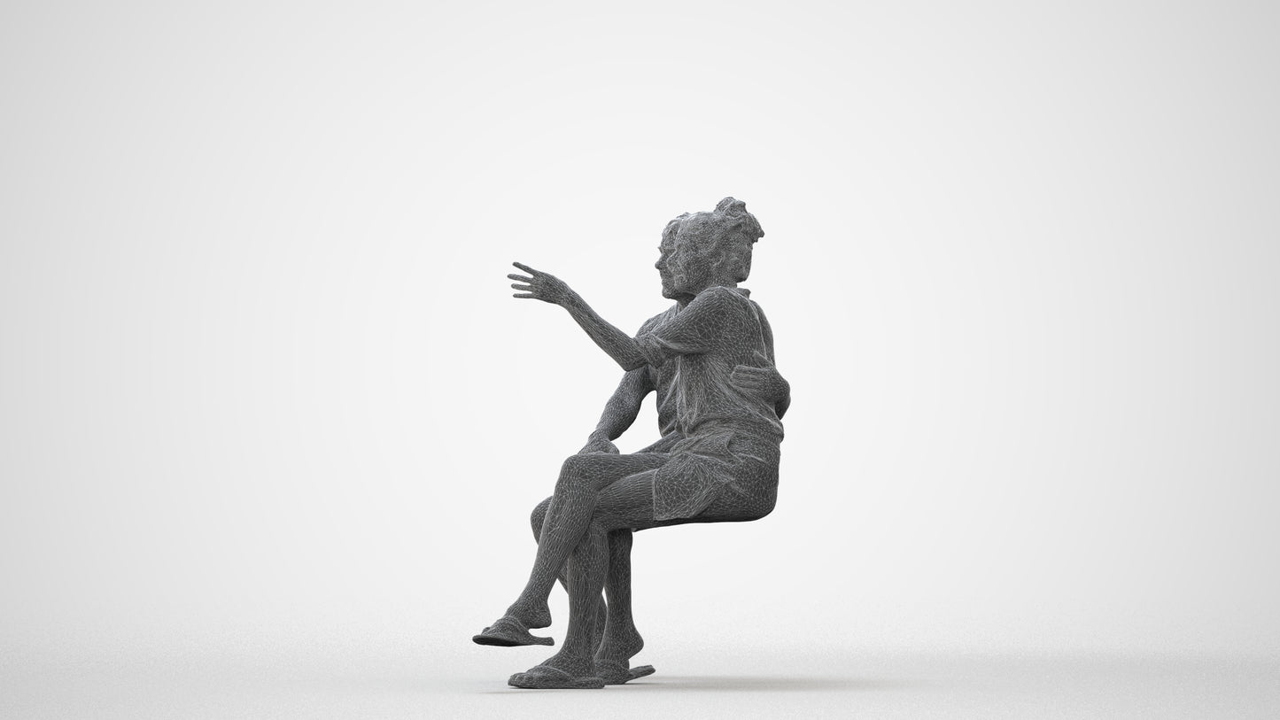 3D human model woman casual couple, photogrammetry scanned person for archviz, square thumbnail