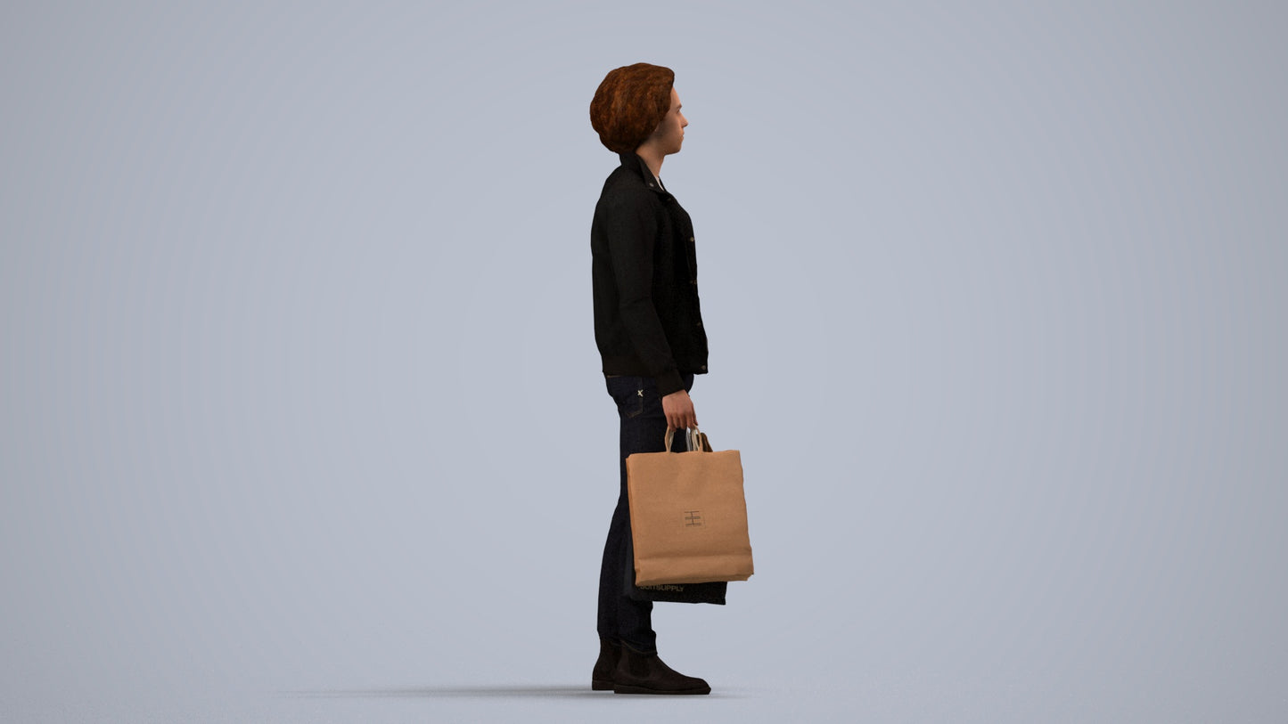 3D people model man formal, scanned human for 3ds Max rendering, side view render