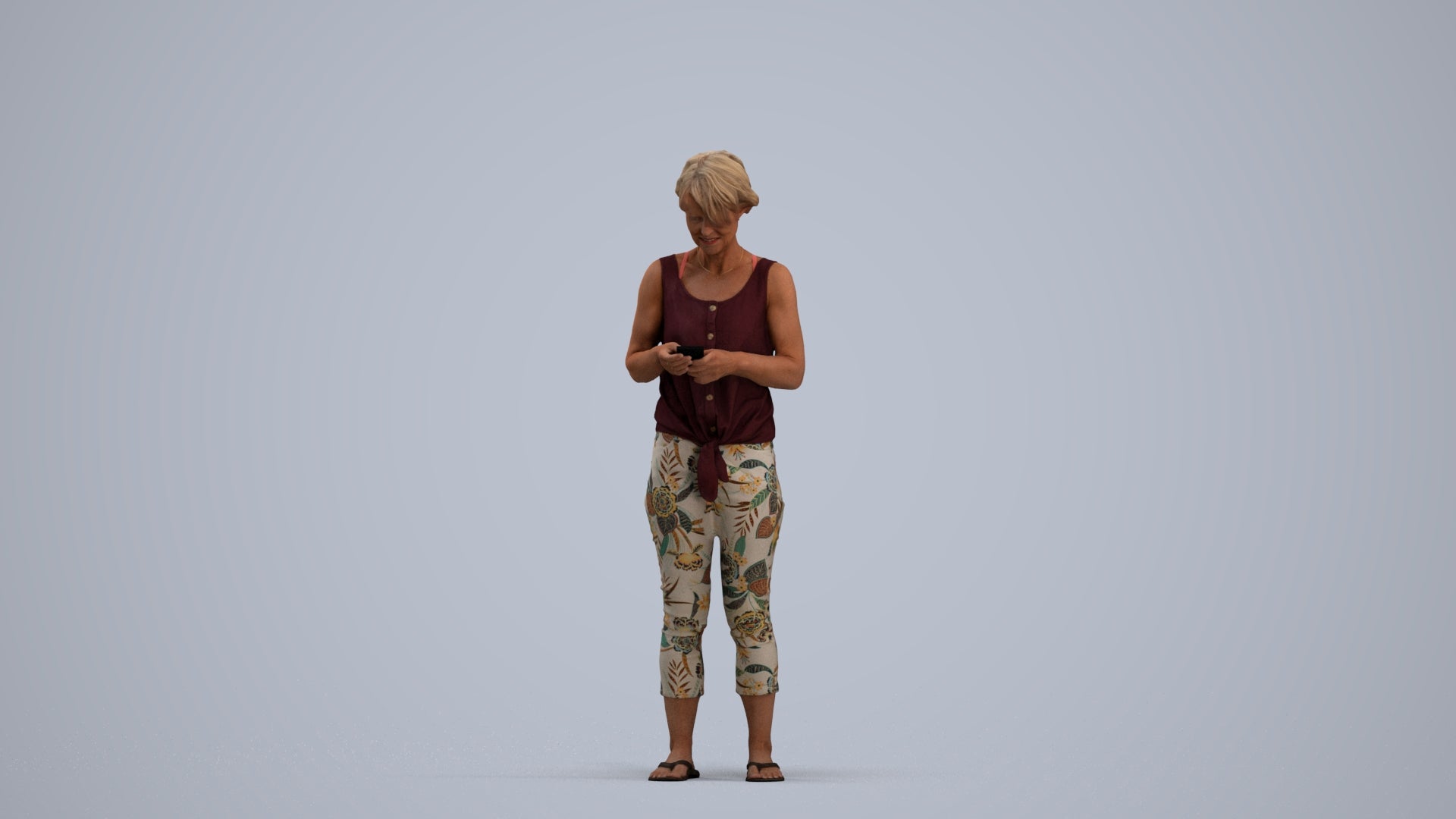 scanned 3D senior woman standing, photogrammetry people for Enscape and V-Ray, standing pose render