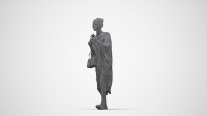 photogrammetry 3D woman walking, realistic human model archviz FBX, wireframe back view