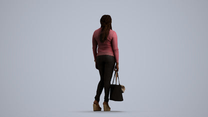 realistic 3D people woman casual standing, render-ready for V-Ray and Corona, FBX OBJ, front view render