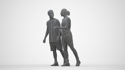 3D human model woman sport, photogrammetry scanned person for archviz, wireframe back view