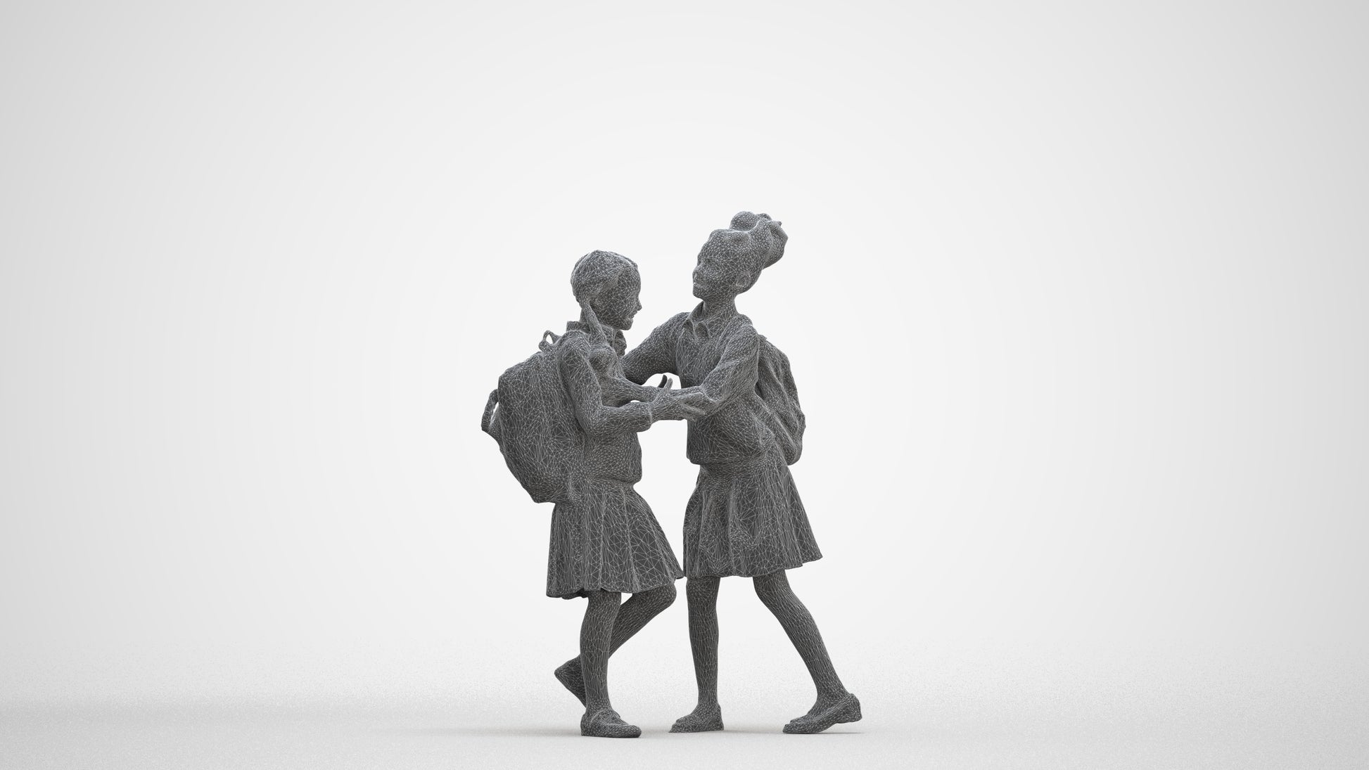 realistic 3D human girl kids, archviz people FBX OBJ for Blender, three-quarter front view render