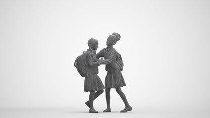realistic 3D human girl kids, archviz people FBX OBJ for Blender, three-quarter front view render