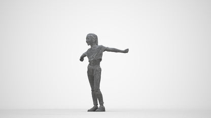 realistic 3D human girl casual kids, archviz people FBX OBJ for Blender, wireframe back view
