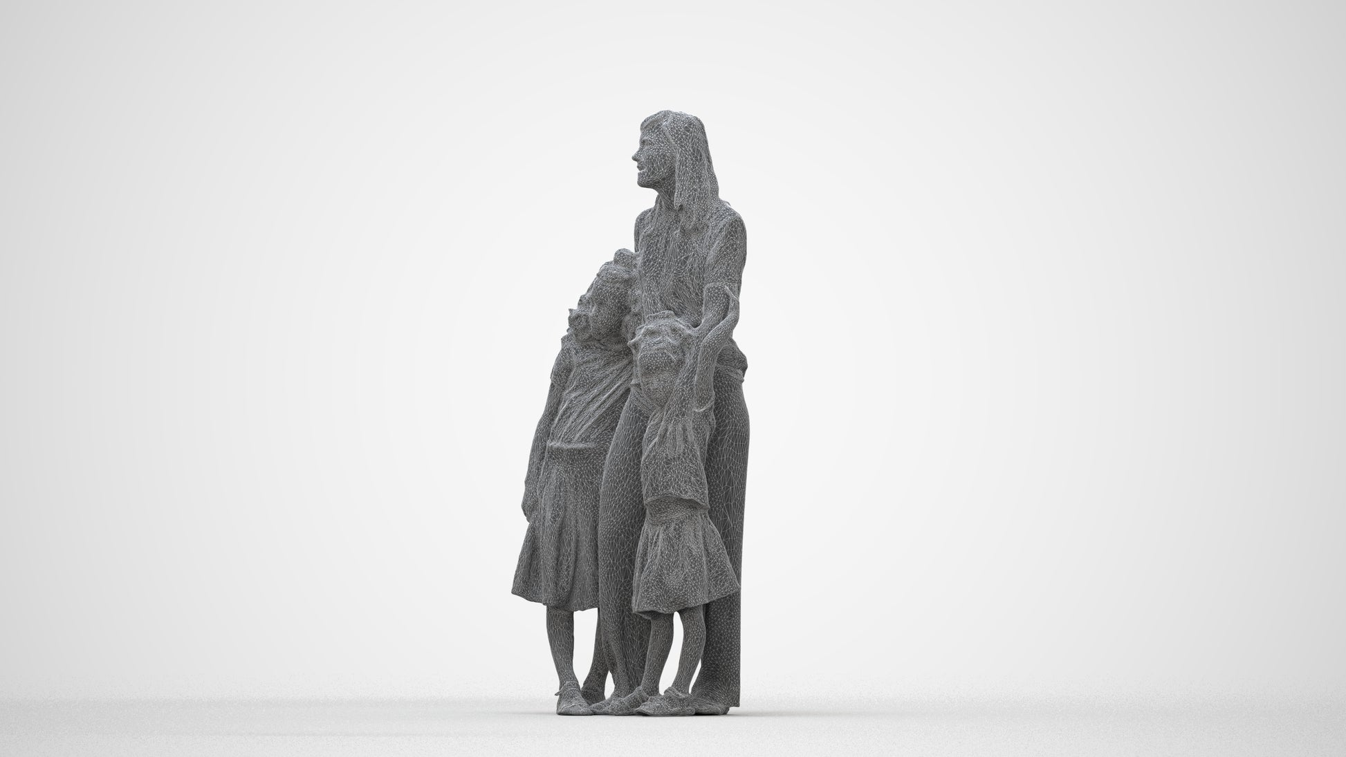 photogrammetry 3D girl casual kids, realistic human model archviz FBX, wireframe front view