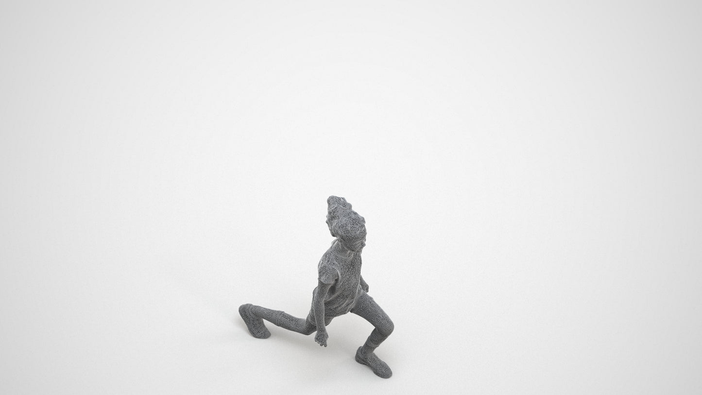 realistic 3D girl casual kids, scanned archviz people for Blender and 3ds Max, wireframe three-quarter view