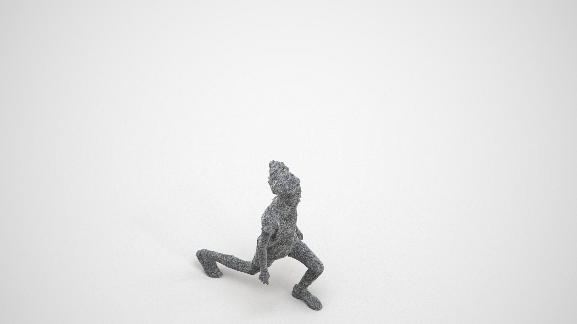 realistic 3D girl casual kids, scanned archviz people for Blender and 3ds Max, wireframe three-quarter view
